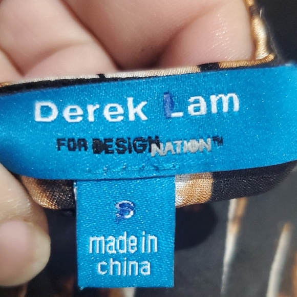 Derek Lam For Design Nation Black and Tan Graphic Mini Dress - Picture 2 of 11